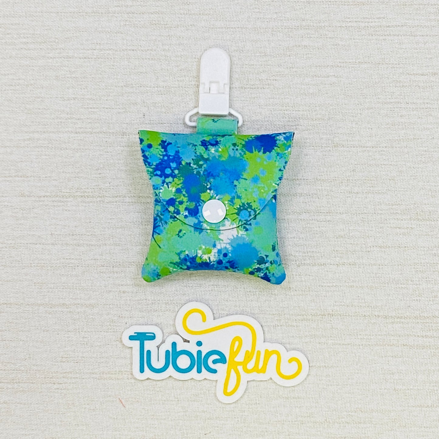 Neoprene Tubing Pouch - Green and Blue Paint