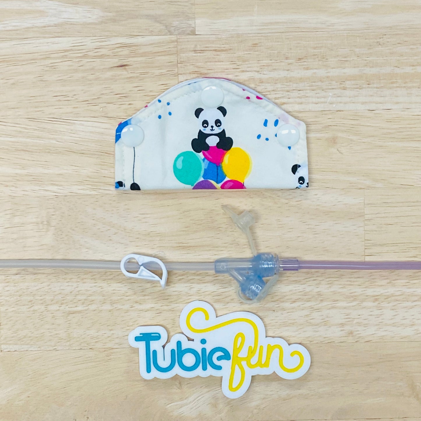 Feeding Tube Mini Connection Cover - Pandas and Balloons