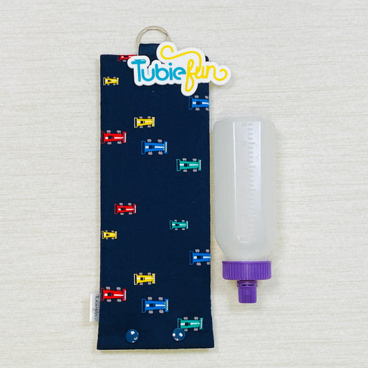 Insulated Milk Bag Suitable for 250ml Bottle in - Race Cars on Blue