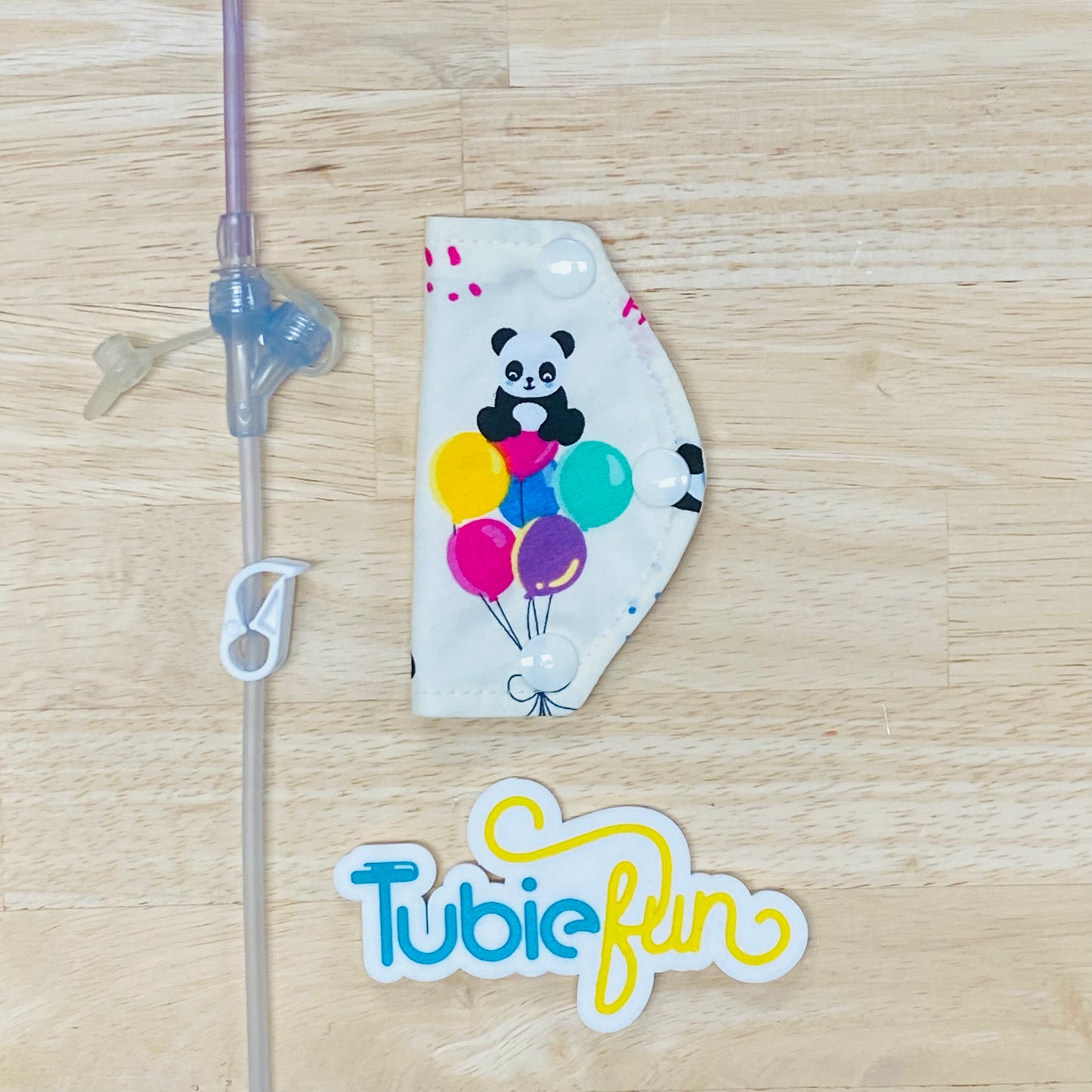 Feeding Tube Mini Connection Cover - Pandas and Balloons