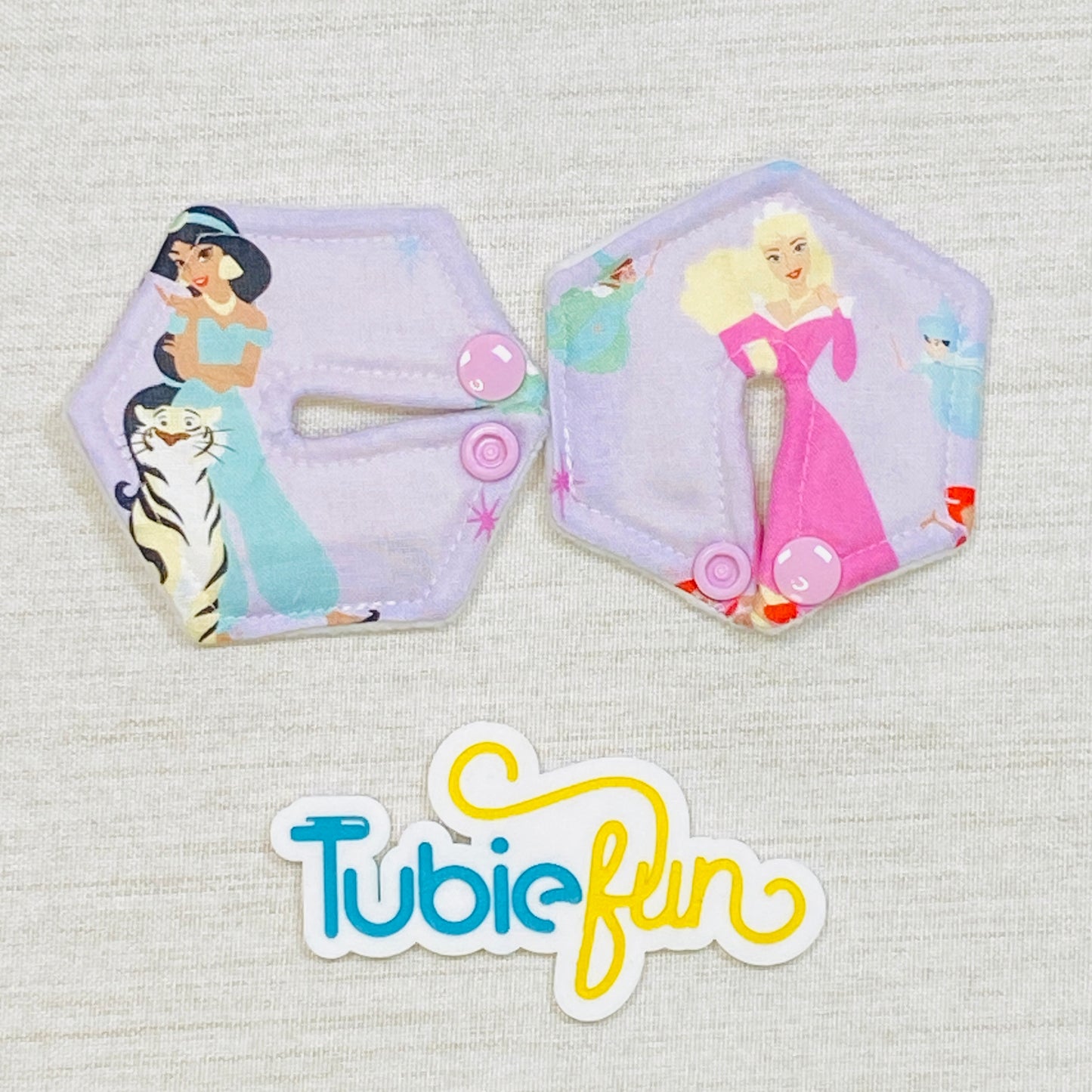Hexagon G-Tube Button Pad Cover - Princesses