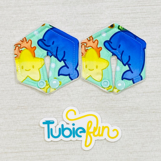 Hexagon G-Tube Button Pad Cover - Sea Animals