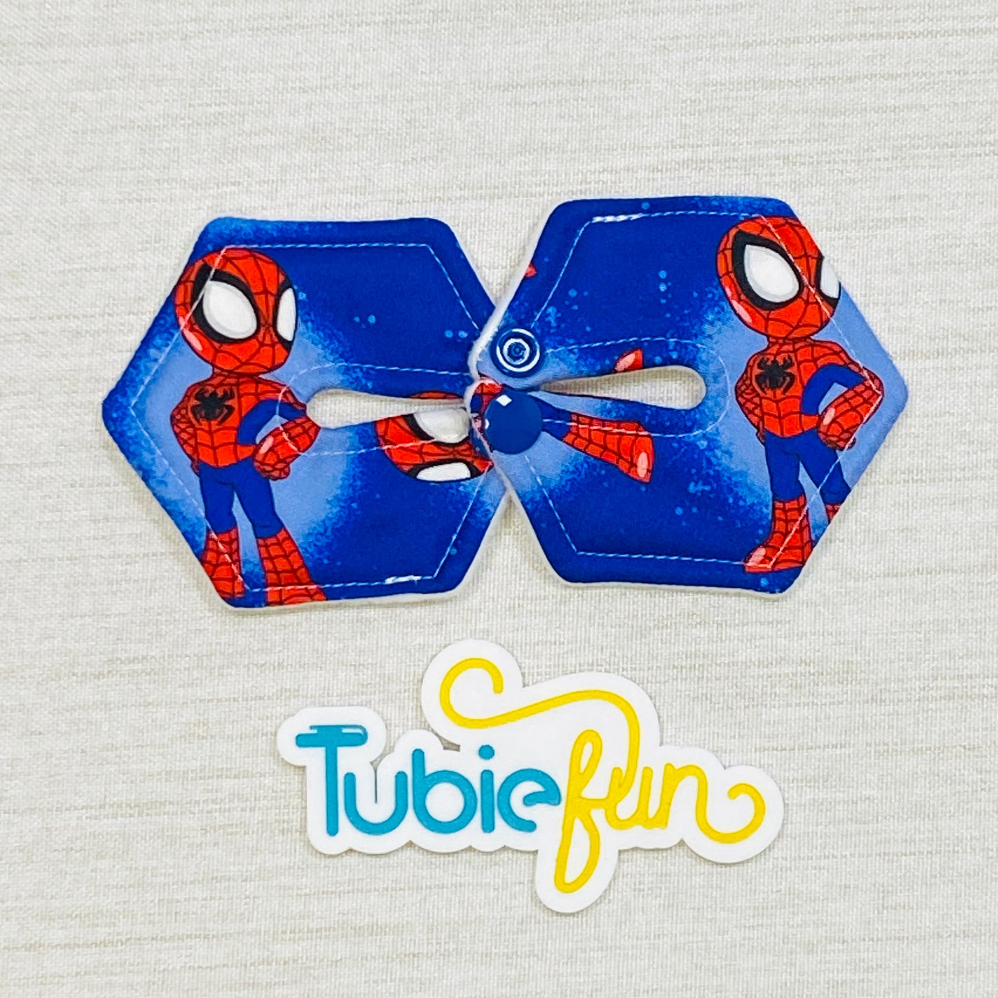 Hexagon G-Tube Button Pad Cover - Cartoon Spidey