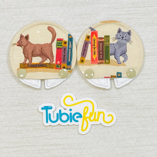Covered Button Pad - Cats and Books