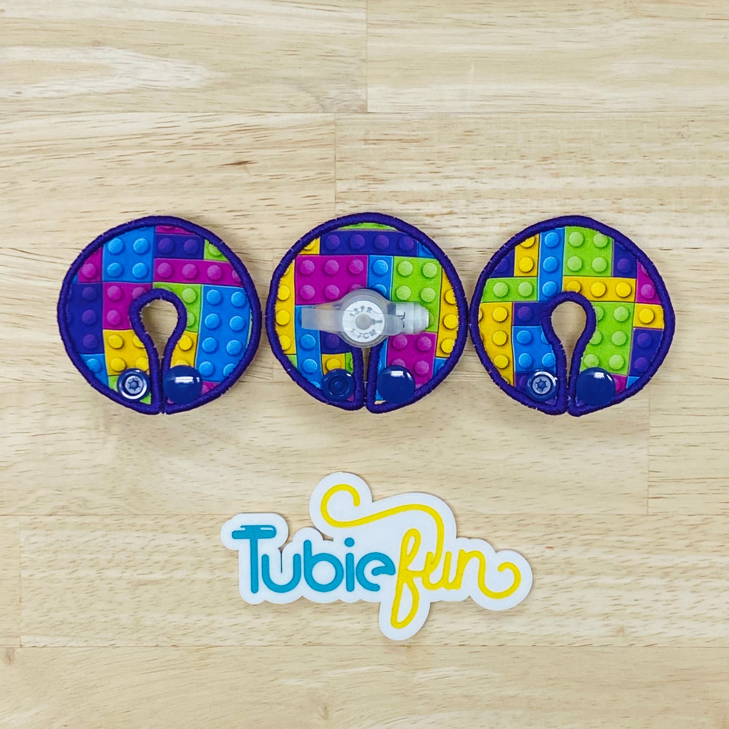 G-Tube Button Pad Cover - Purple Bricks