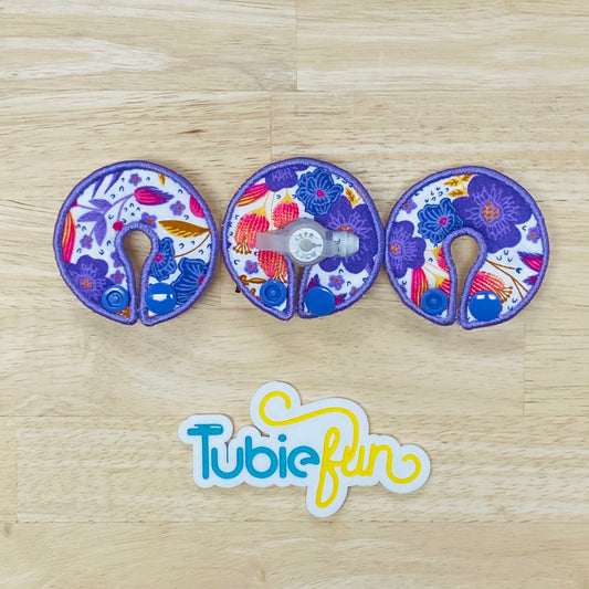 G-Tube Button Pad Cover - Purple Flowers