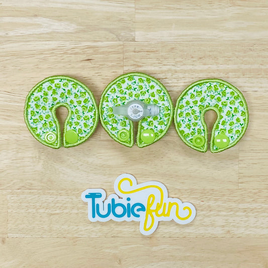 G-Tube Button Pad Cover - Mini Green Flowers