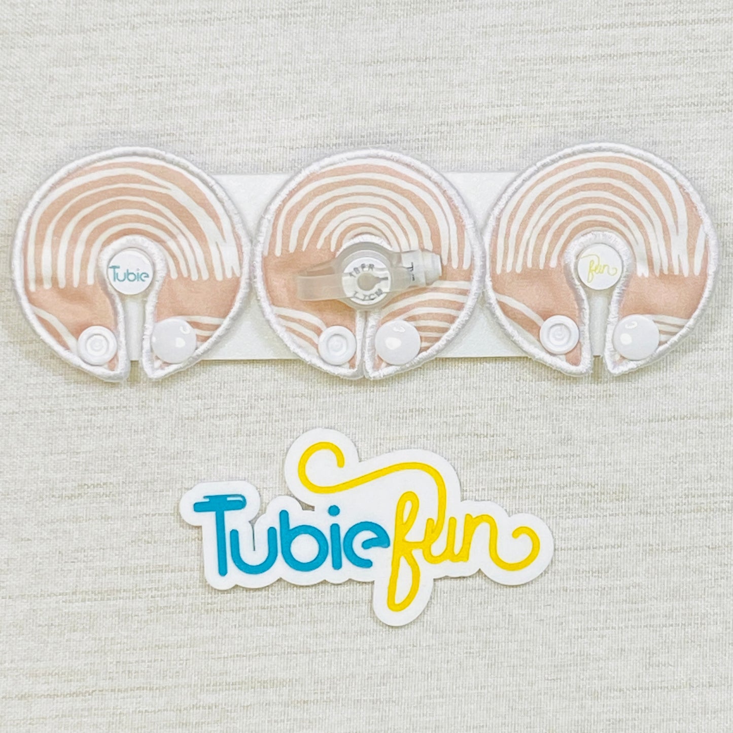G-Tube Button Pad Cover - Rainbows on Cream