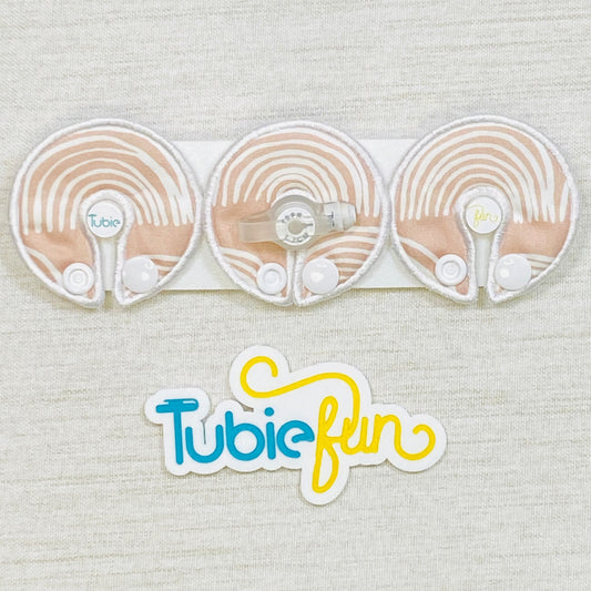 G-Tube Button Pad Cover - Rainbows on Cream