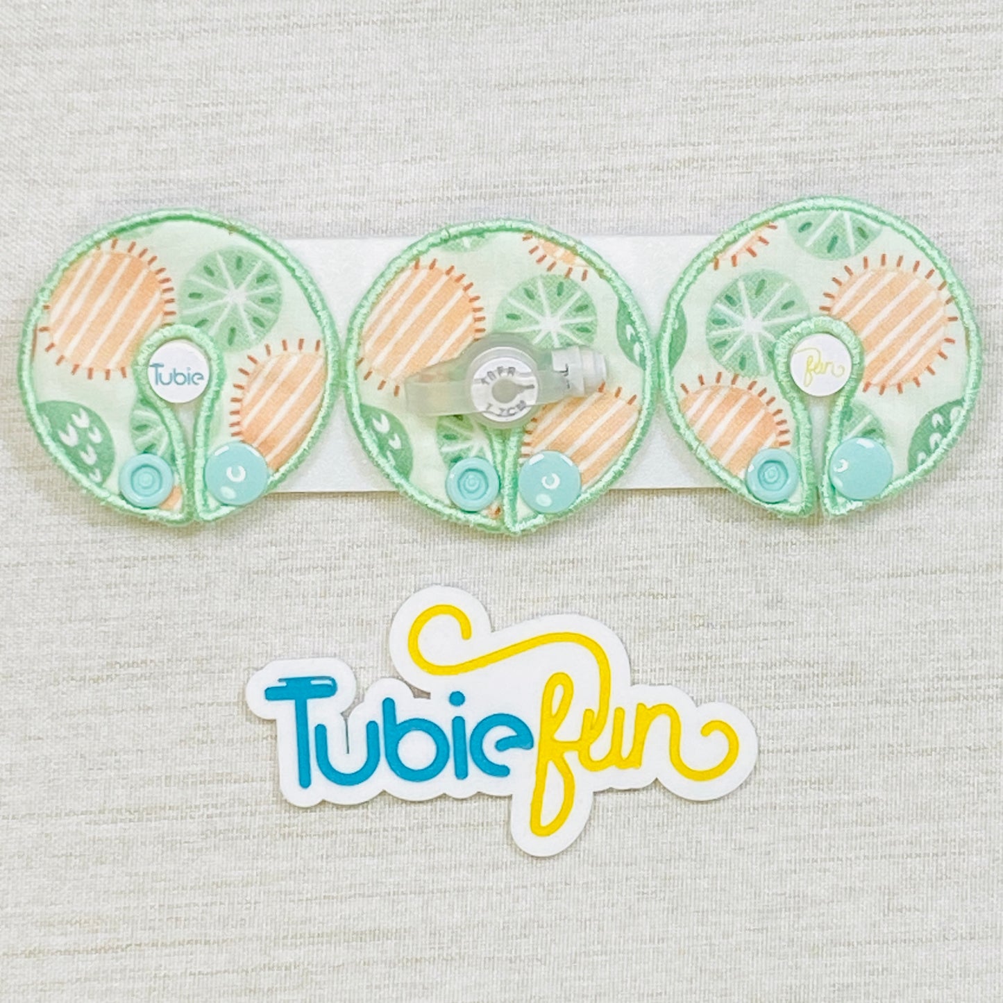 G-Tube Button Pad Cover - Abstract on Green