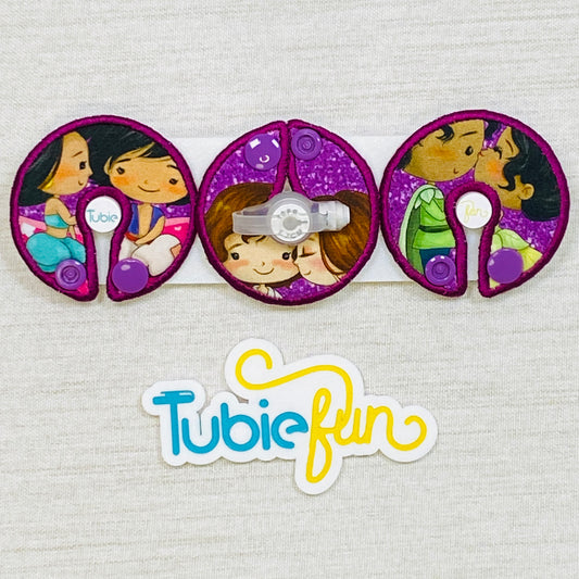 G-Tube Button Pad Cover - Princesses on Purple
