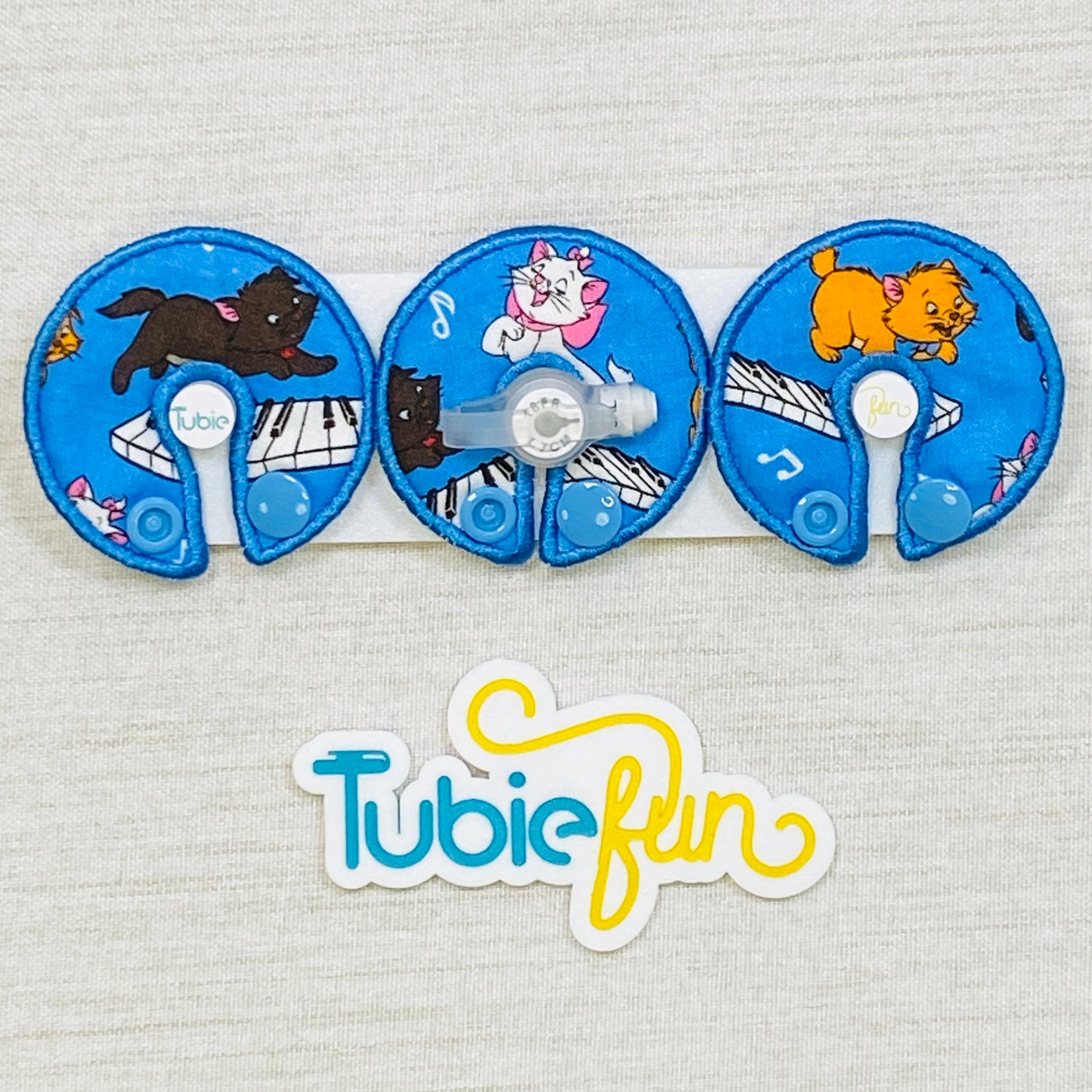G-Tube Button Pad Cover - Cats on Blue
