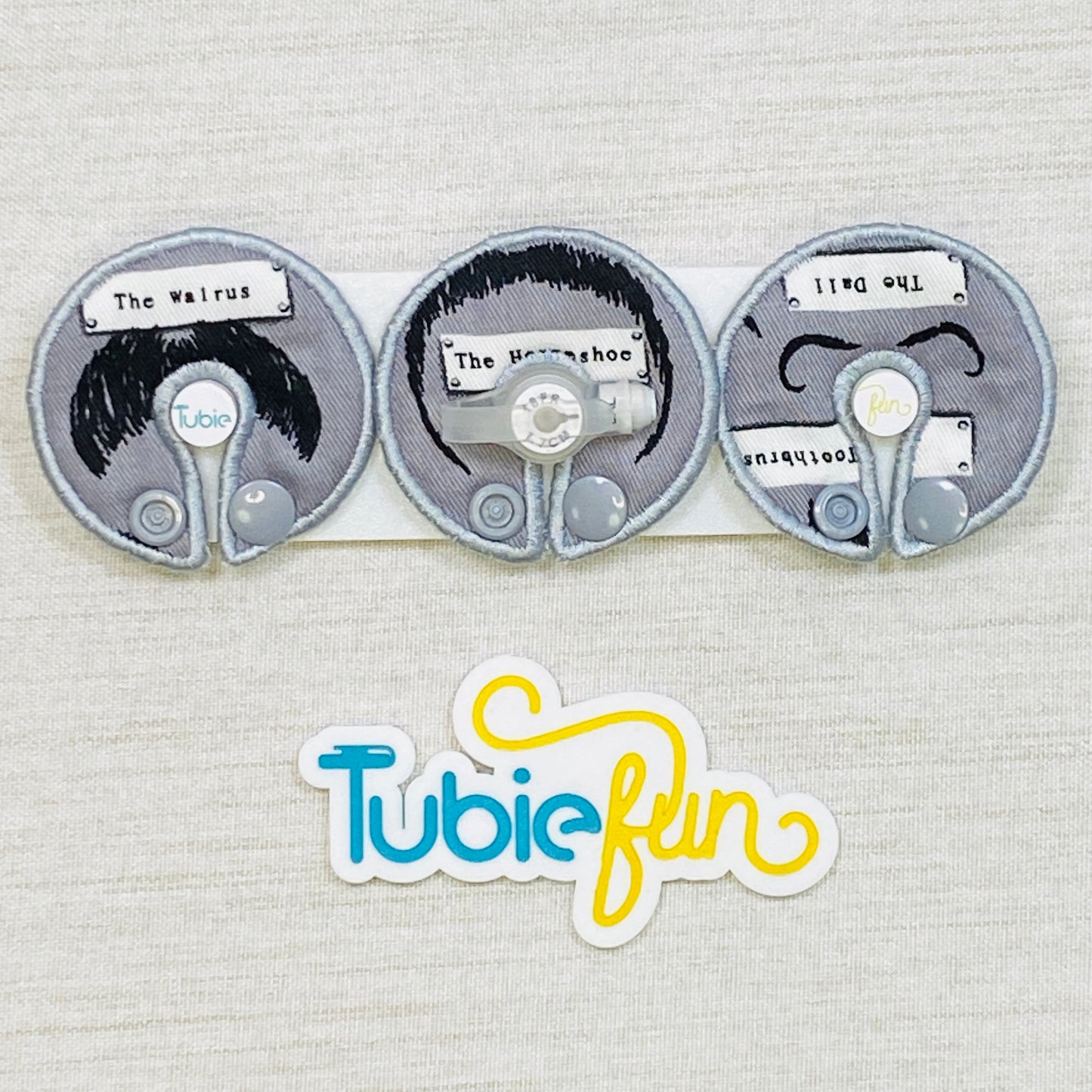 G-Tube Button Pad Cover - Mustaches