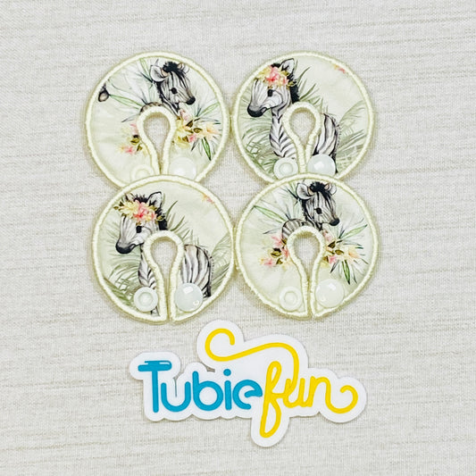 G-Tube Button Pad Cover - Zebra's with Flowers