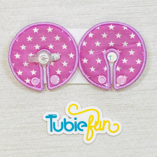 Button Pad Cover Large - White Stars on Purple