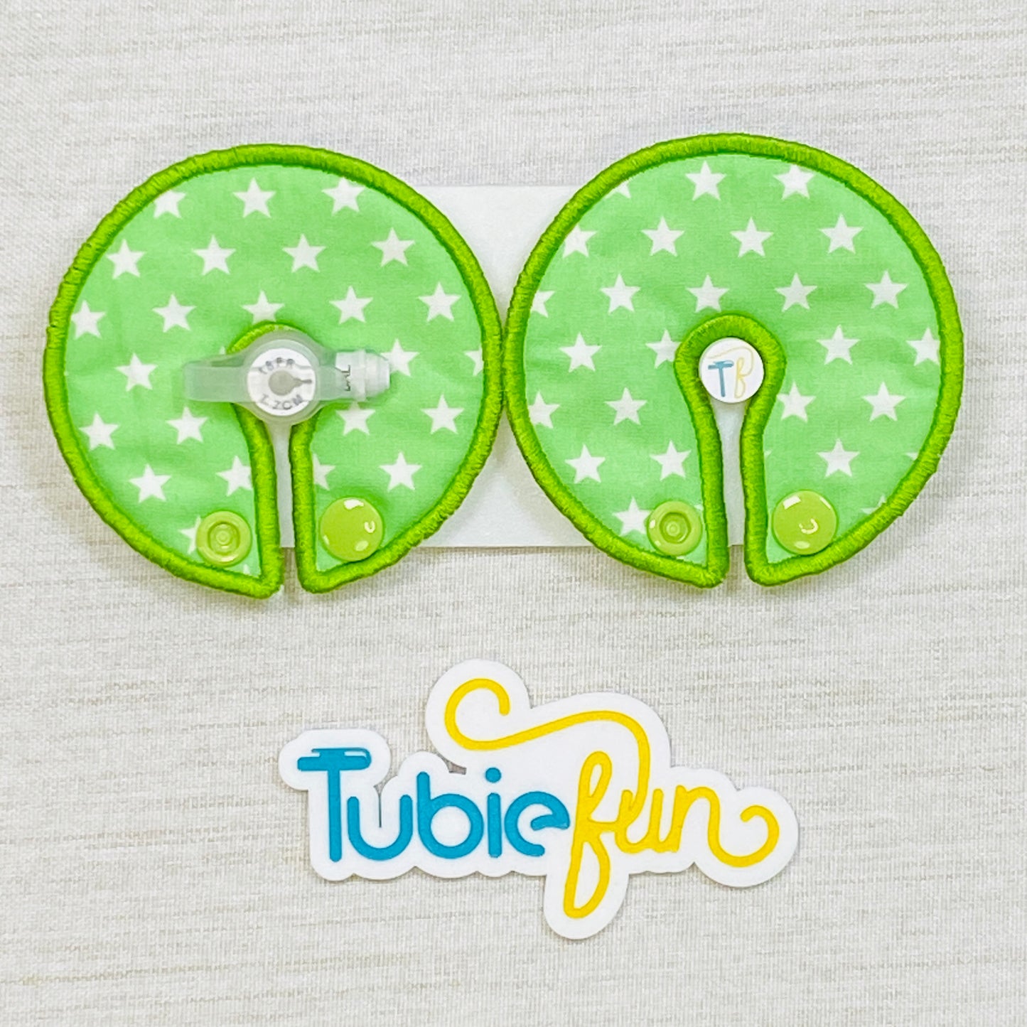 Button Pad Cover Large - White Stars on Green