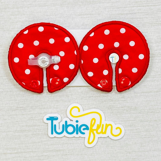 Button Pad Cover Large - White Dots on Red