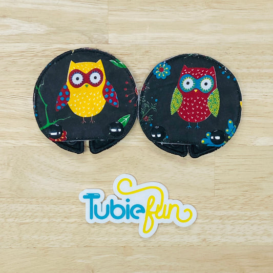 Covered Button Pad - Owls on Black