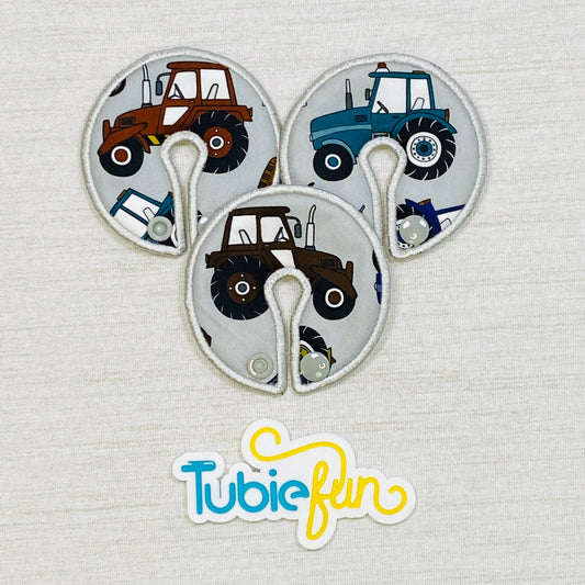 Button Pad Cover Large - Tractors on Grey