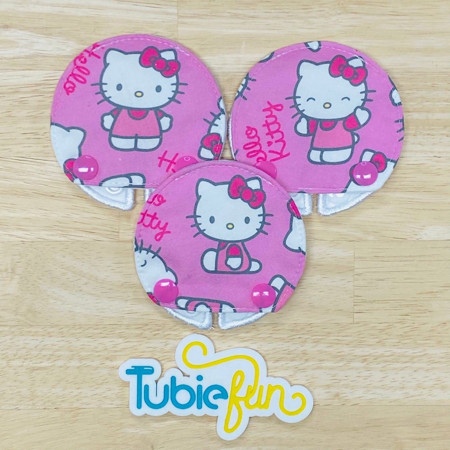 Covered Button Pad - Kitty on Pink