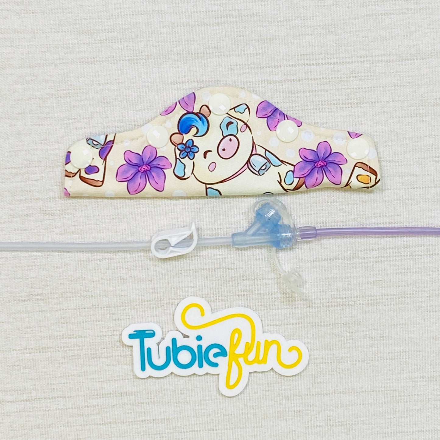 Feeding Tube Connection Cover - Cows and Flowers