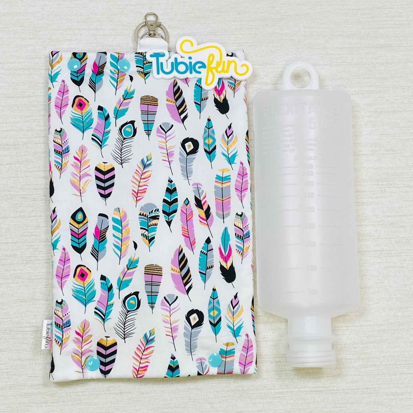 Insulated Milk Bag Suitable for 1L Flocare and 500ml Flexitaners - Teal Feathers