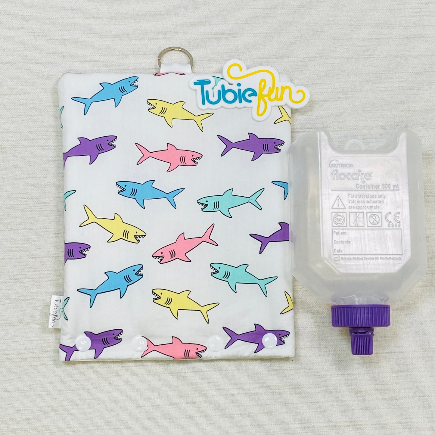 Insulated Milk Bag Suitable for 500ml Flocare Bottle in - Coloured Sharks
