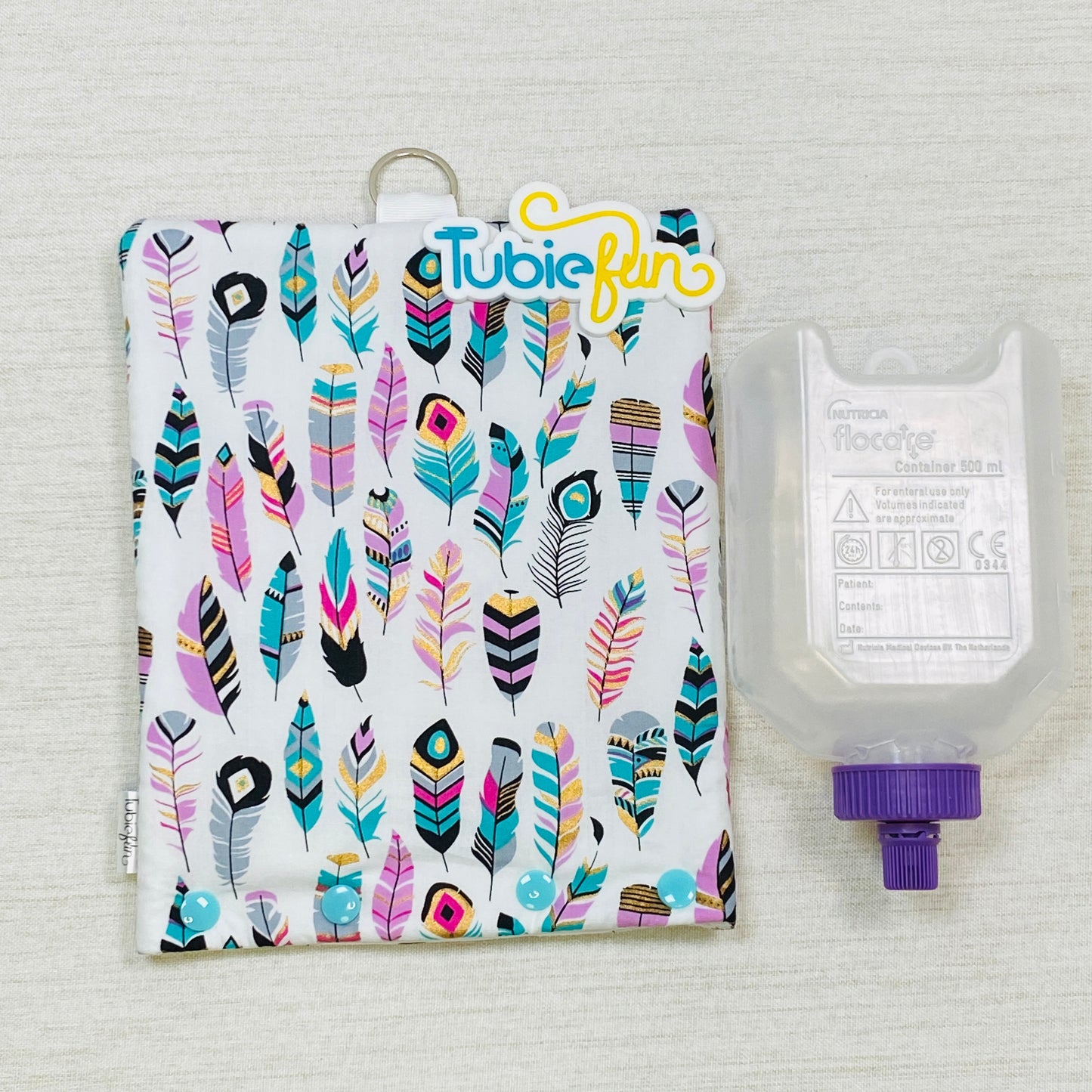 Insulated Milk Bag Suitable for 500ml Flocare Bottle in - Teal Feathers