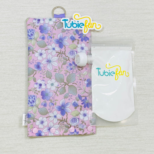 Insulated Milk Bag Suitable for Reusable Pouches - Flowers on Purple