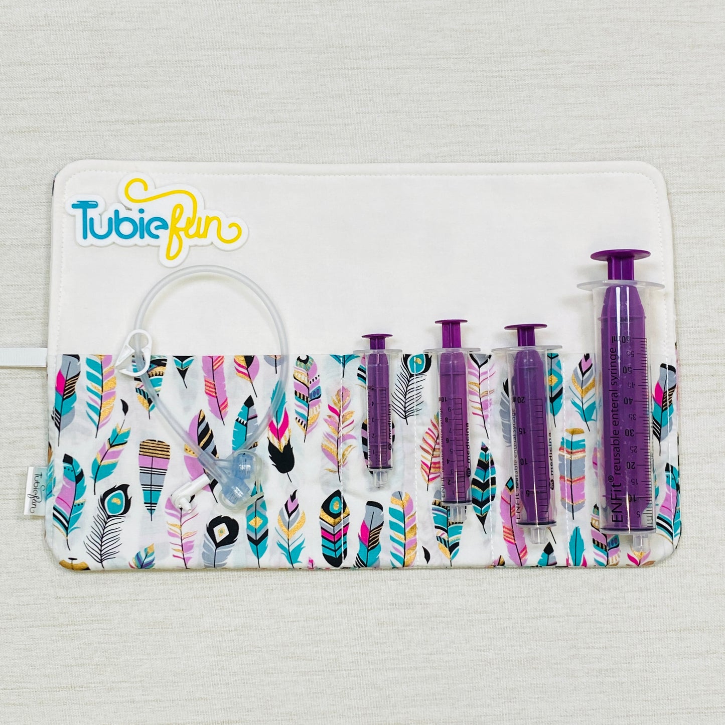 Syringe Roll - Teal Feathers