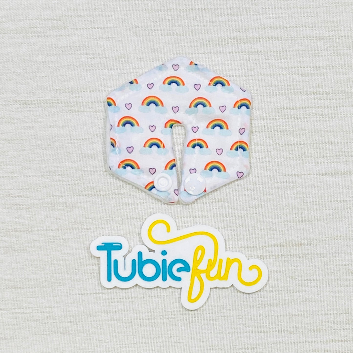 Hexagon G-Tube Button Pad Cover - Mini Rainbows