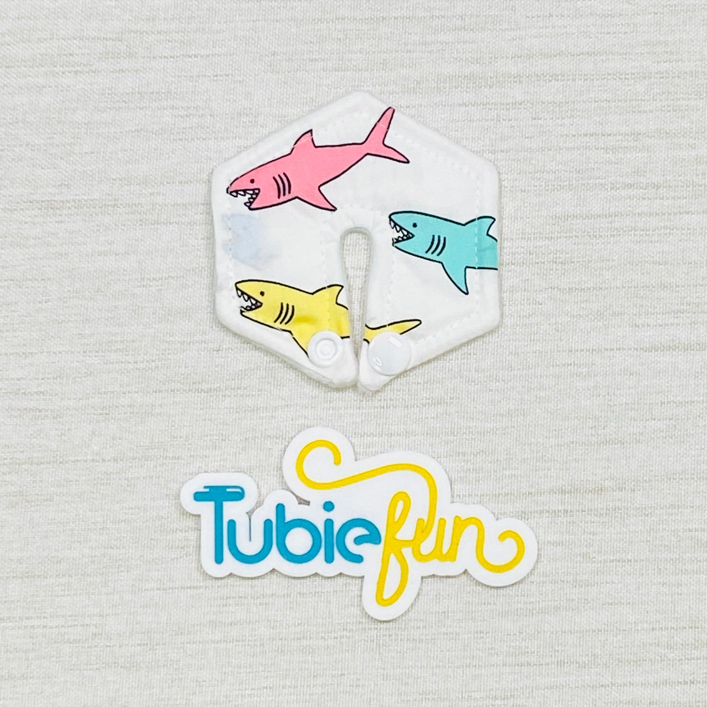 Hexagon G-Tube Button Pad Cover - Coloured Sharks