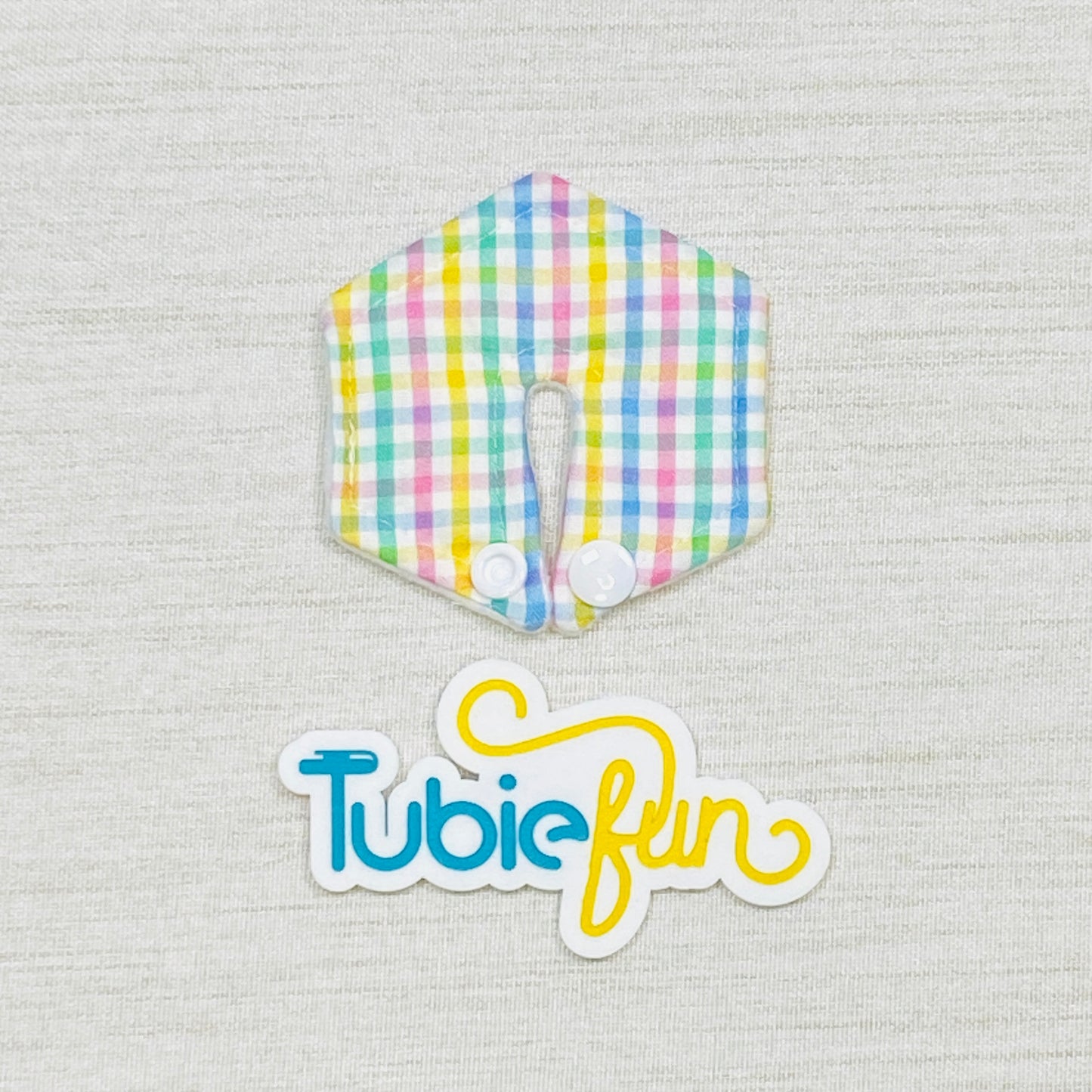 Hexagon G-Tube Button Pad Cover - Coloured Gingham