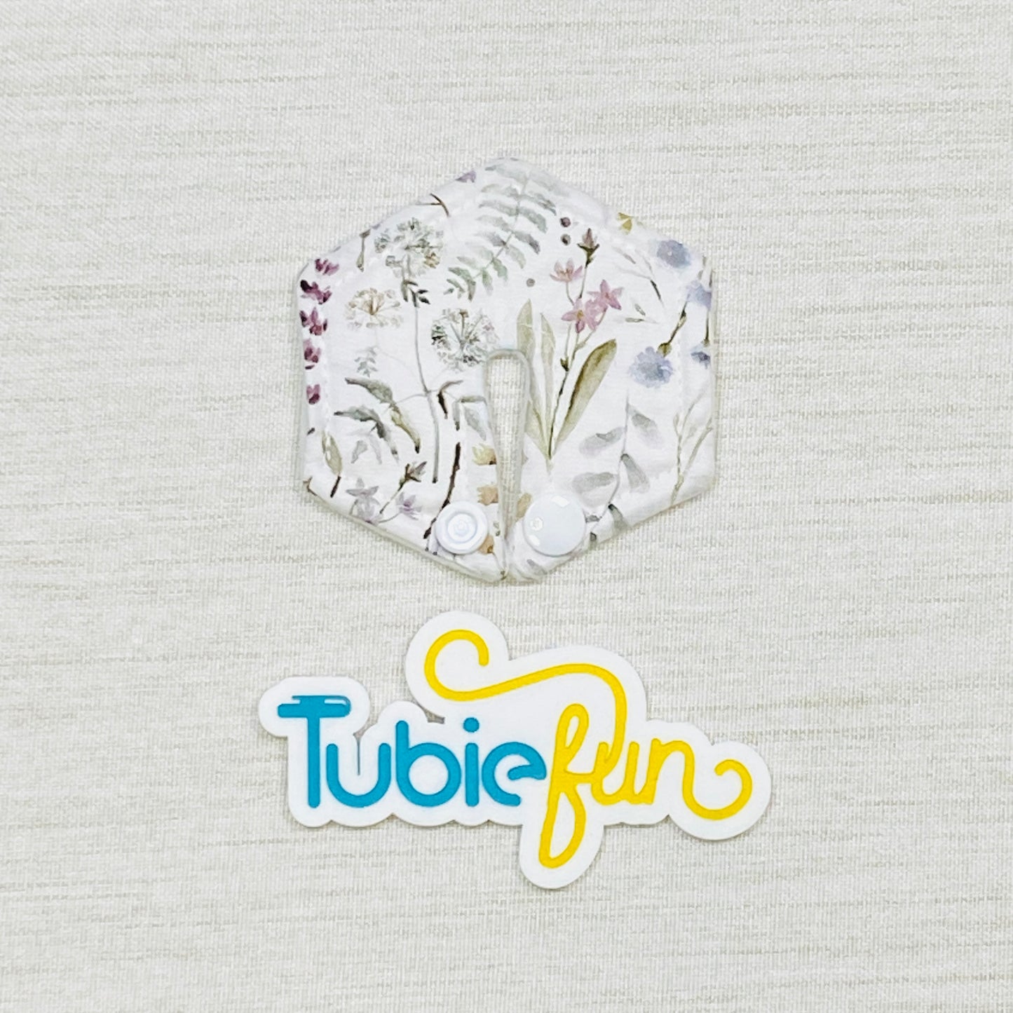 Hexagon G-Tube Button Pad Cover - Pale Flowers