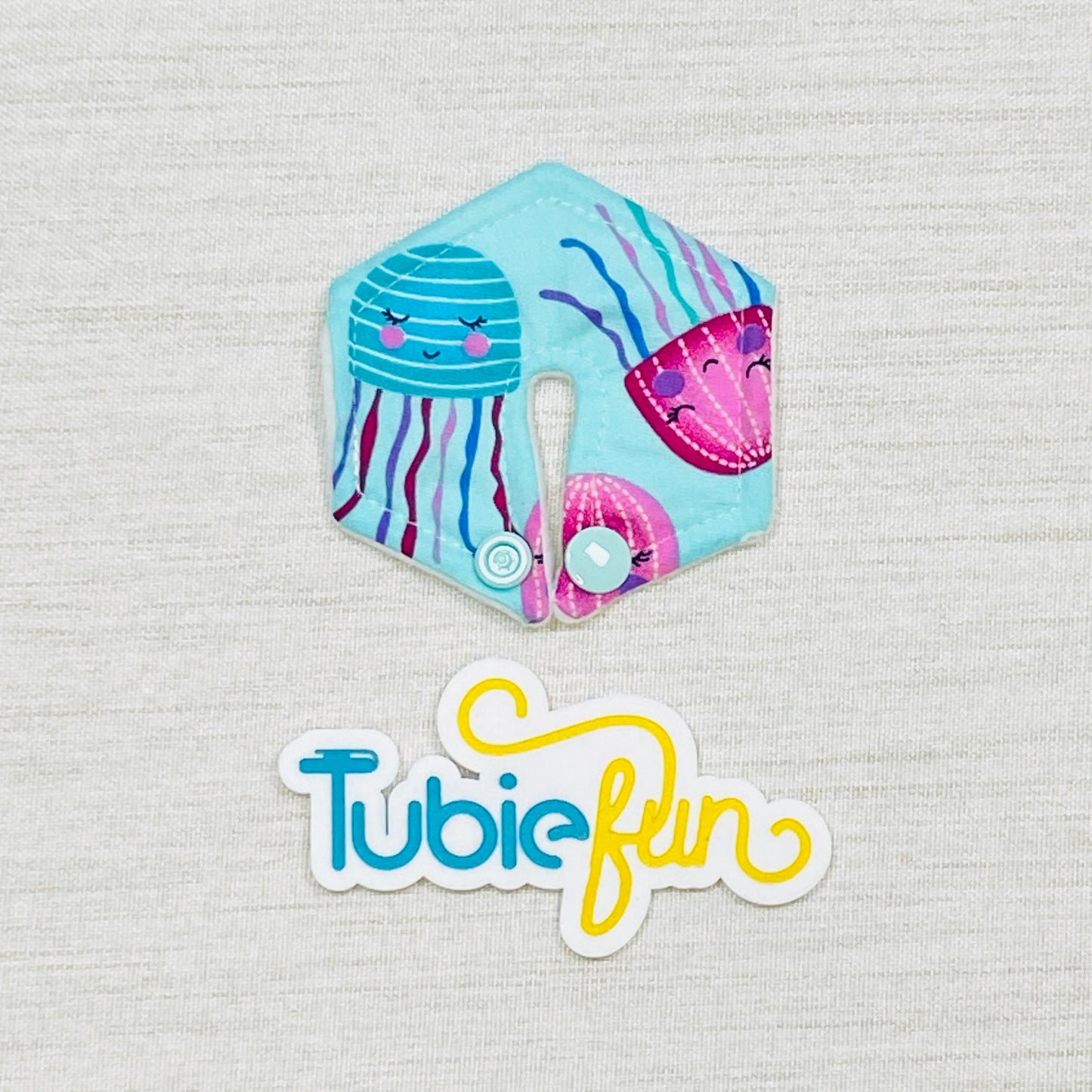 Hexagon G-Tube Button Pad Cover - Coloured Jelly Fish