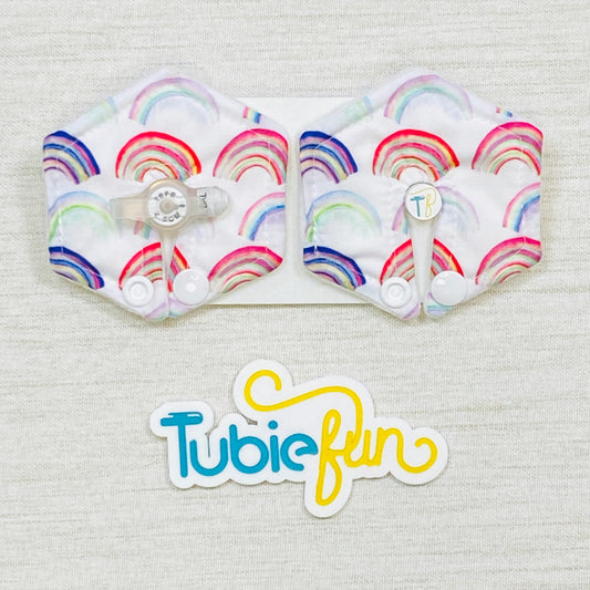 Hexagon G-Tube Button Pad Cover - Rainbows