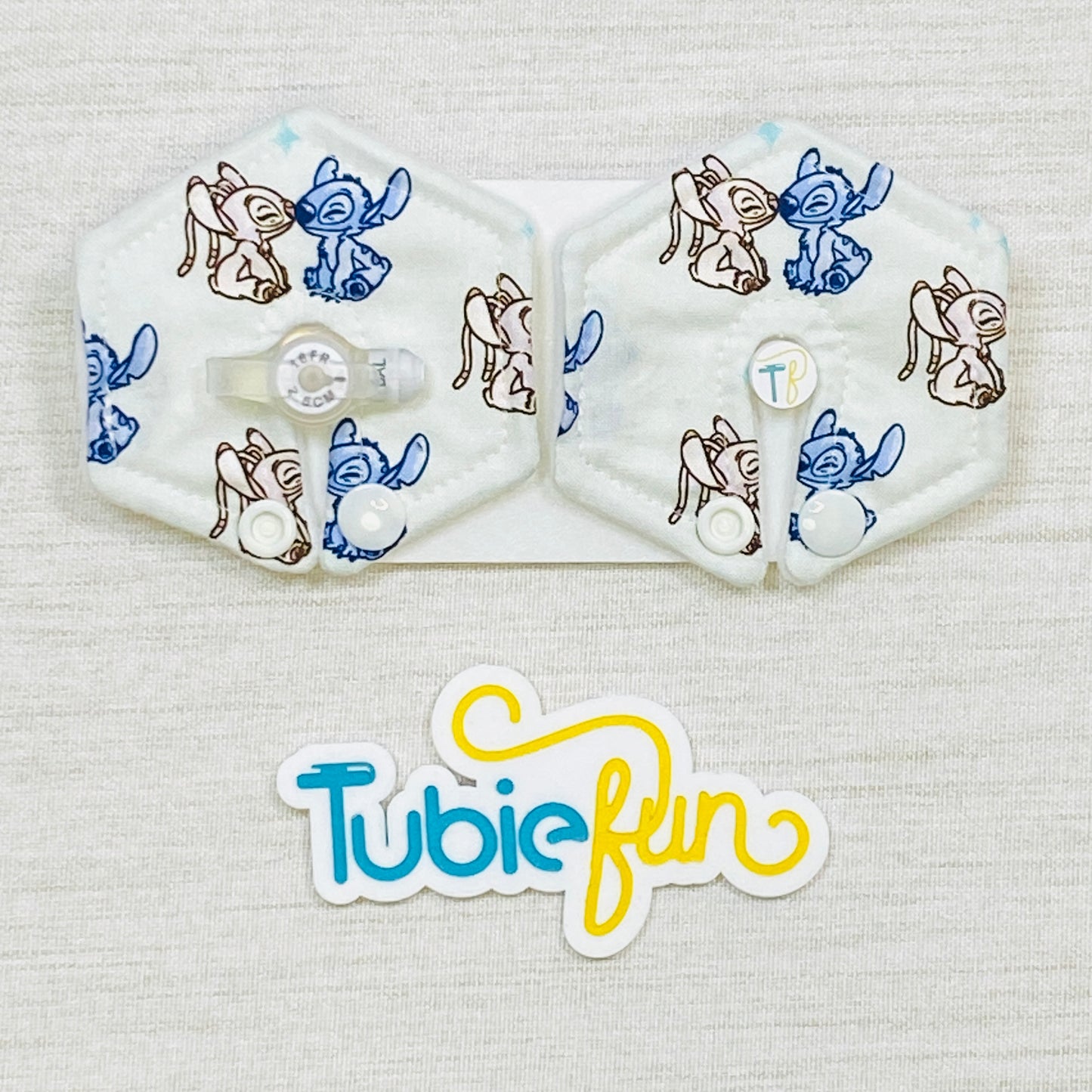 Hexagon G-Tube Button Pad Cover - Blue and Pink Alien