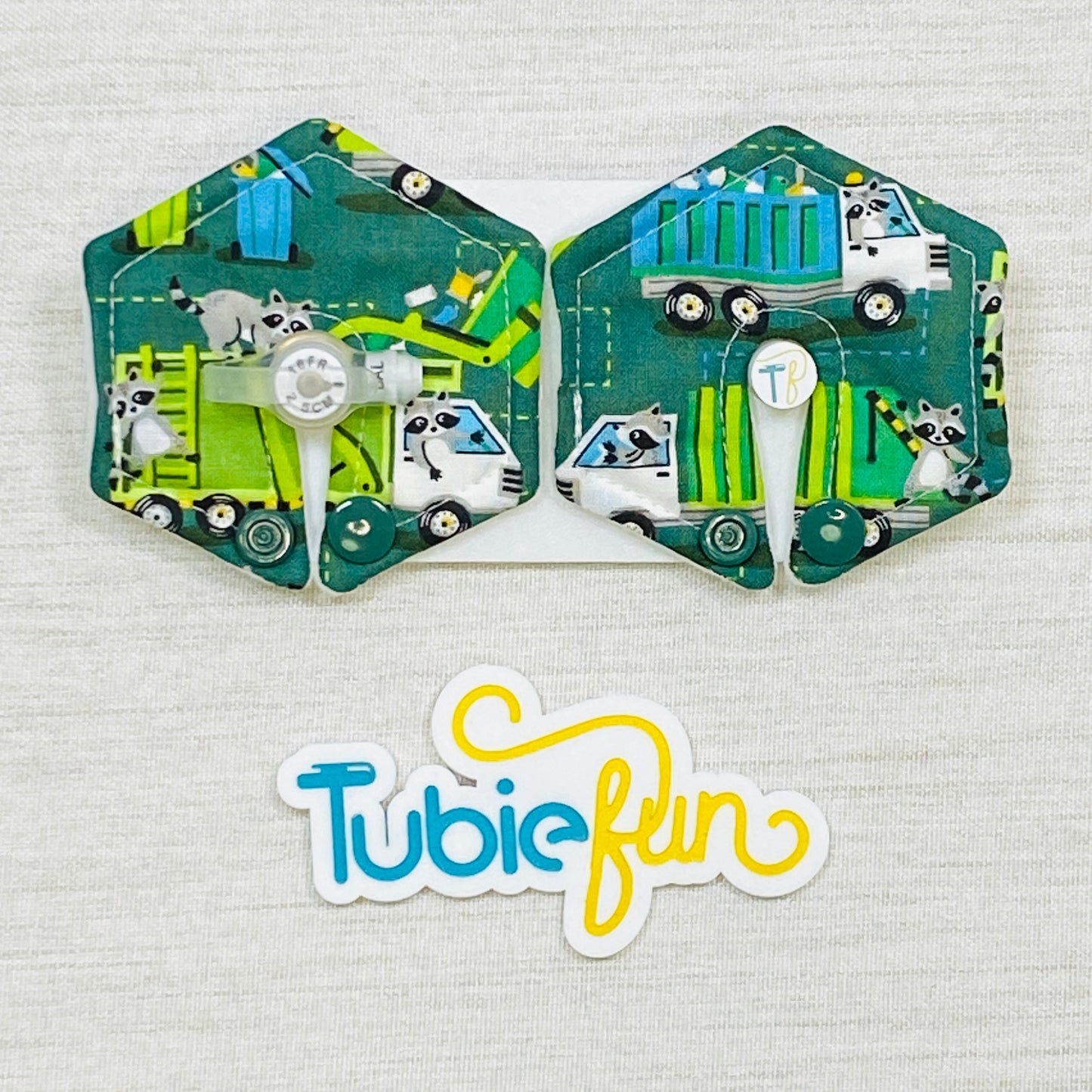 Hexagon G-Tube Button Pad Cover - Trash Pandas