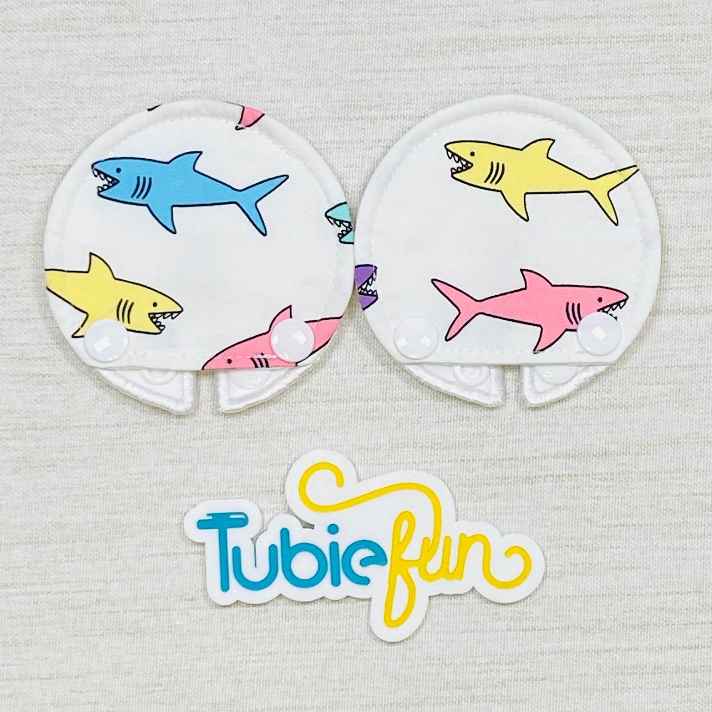 Covered Button Pad - Coloured Sharks