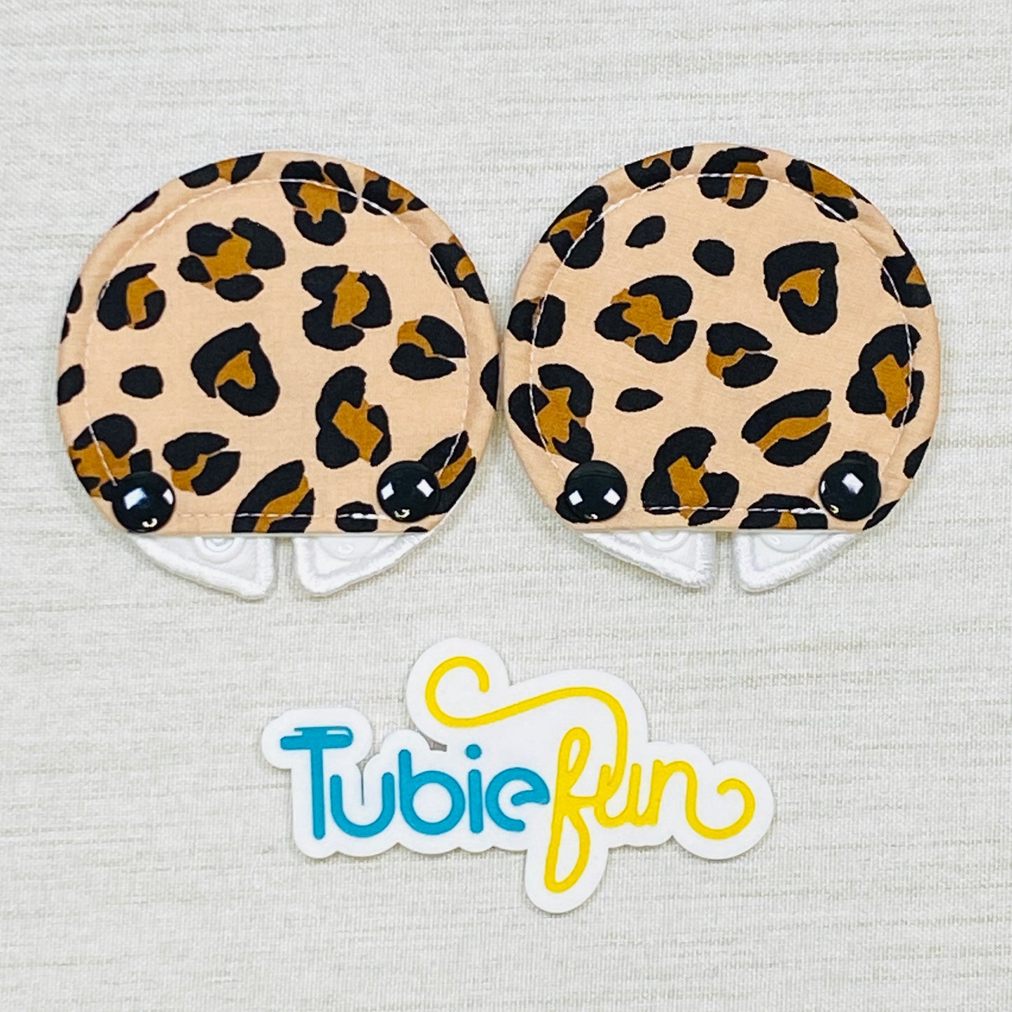 Covered Button Pad - Cream Leopard Print