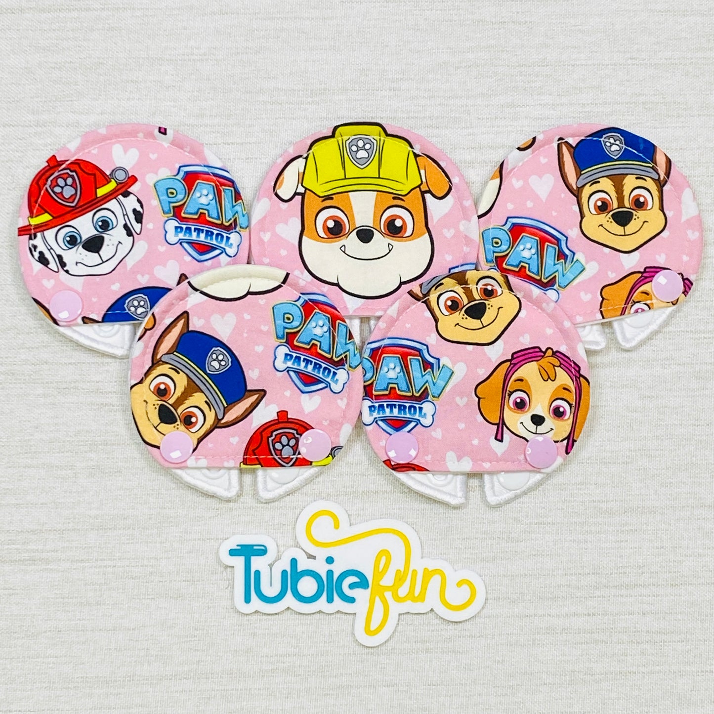 Covered Button Pad - Pup Patrol on Pink