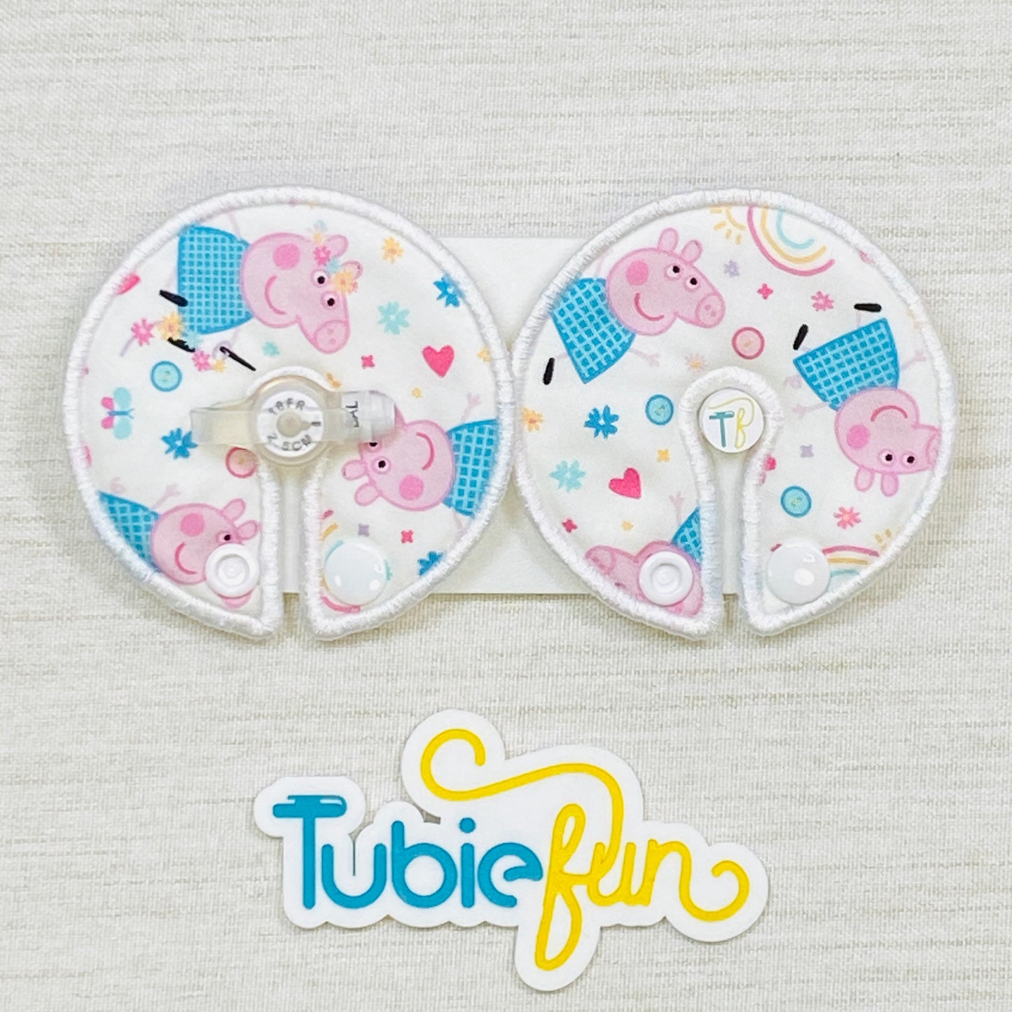 Button Pad Cover Large - Girl Pig on White