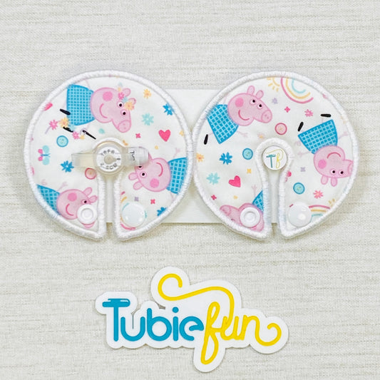 Button Pad Cover Large - Girl Pig on White