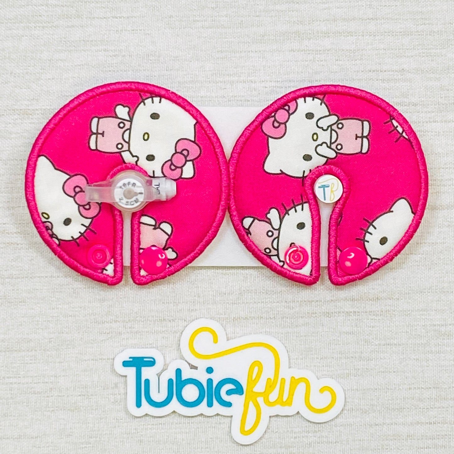 Button Pad Cover Large - Kitty on Pink