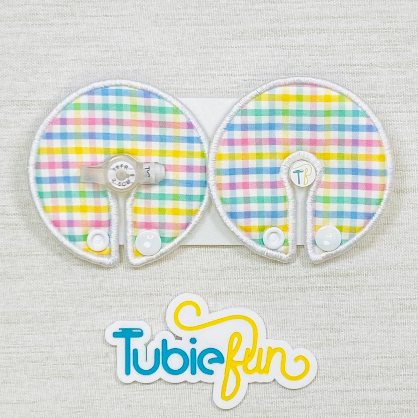 Button Pad Cover Large - Coloured Gingham