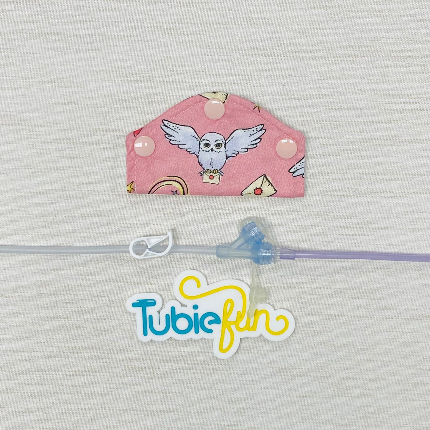 Feeding Tube Mini Connection Cover - Wizard Items on Pink