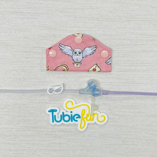 Feeding Tube Mini Connection Cover - Wizard Items on Pink