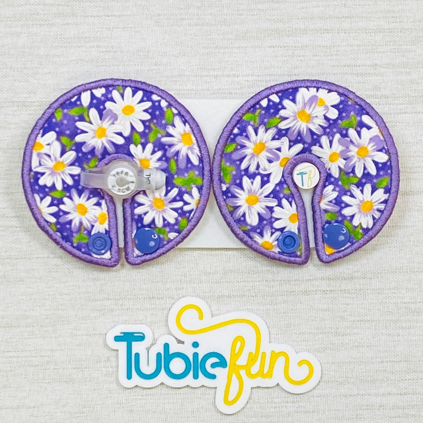 Button Pad Cover Large - Flowers on Purple