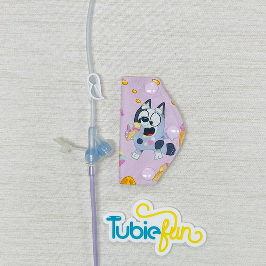 Feeding Tube Mini Connection Cover - Heeler Cousin on Pink