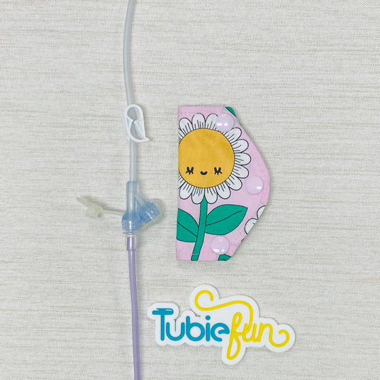 Feeding Tube Mini Connection Cover - Sunflowers on Pink